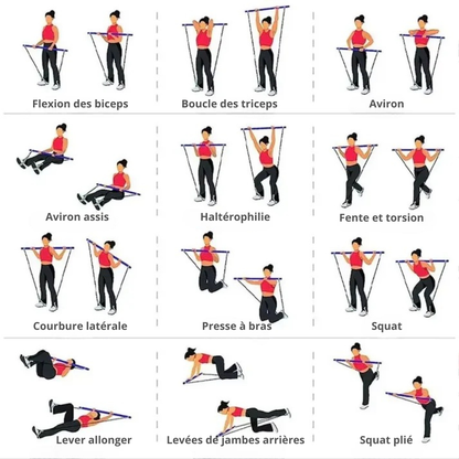 Ensemble barre de pilate portable